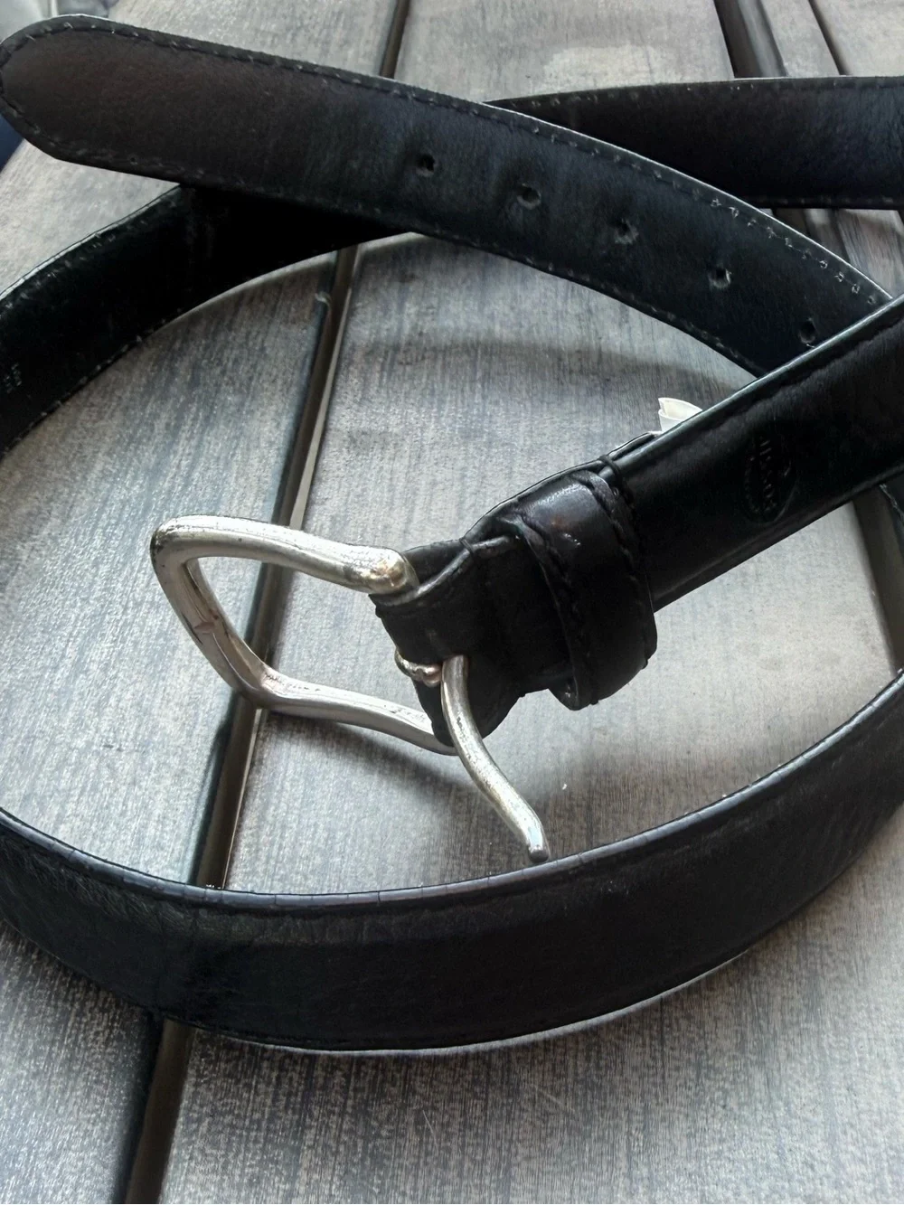 Fossil Classic Brody Black Leather Belt with Silver Buckle